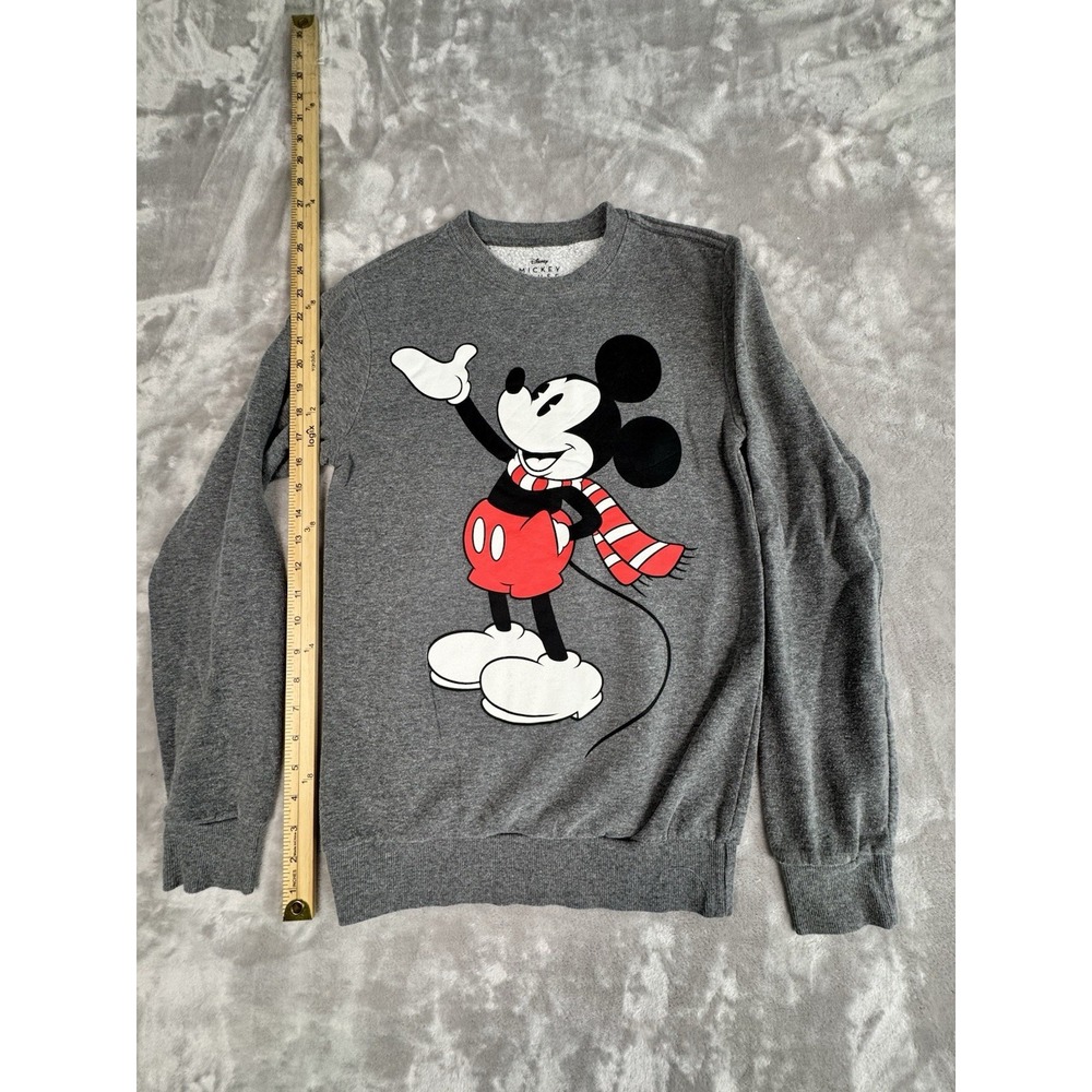 Mickey Mouse With Scarf Graphic Ladies‎ Sweatshirt Gray Size XS
